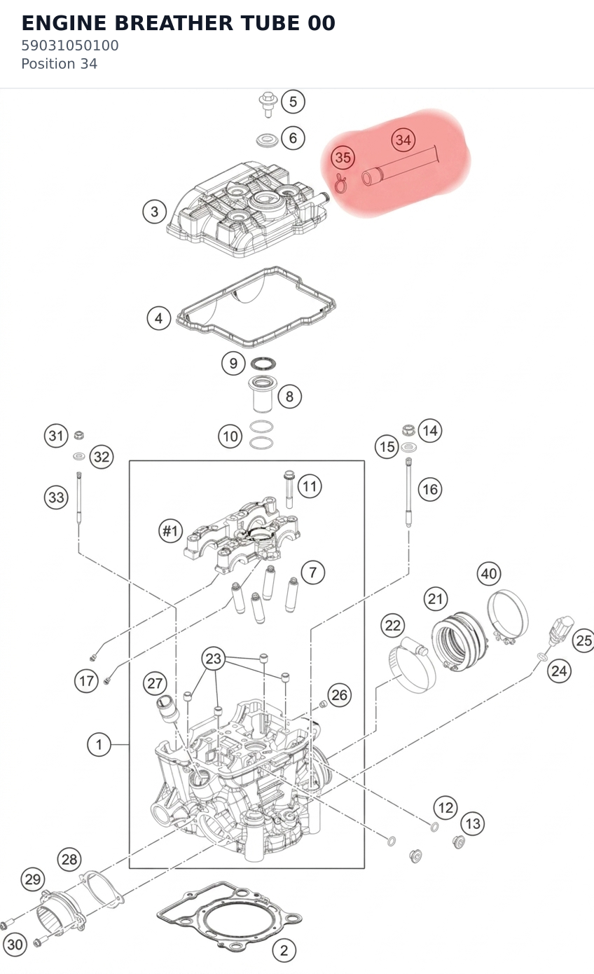 Diagram preview: ENGINE BREATHER TUBE 00 (59031050100)