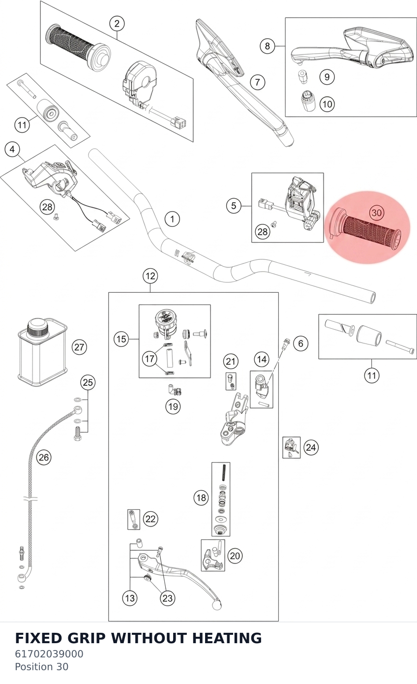 Diagram preview: FIXED GRIP WITHOUT HEATING (61702039000)