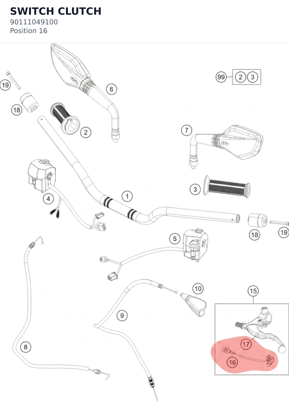 Diagram preview: SWITCH CLUTCH (90111049100)