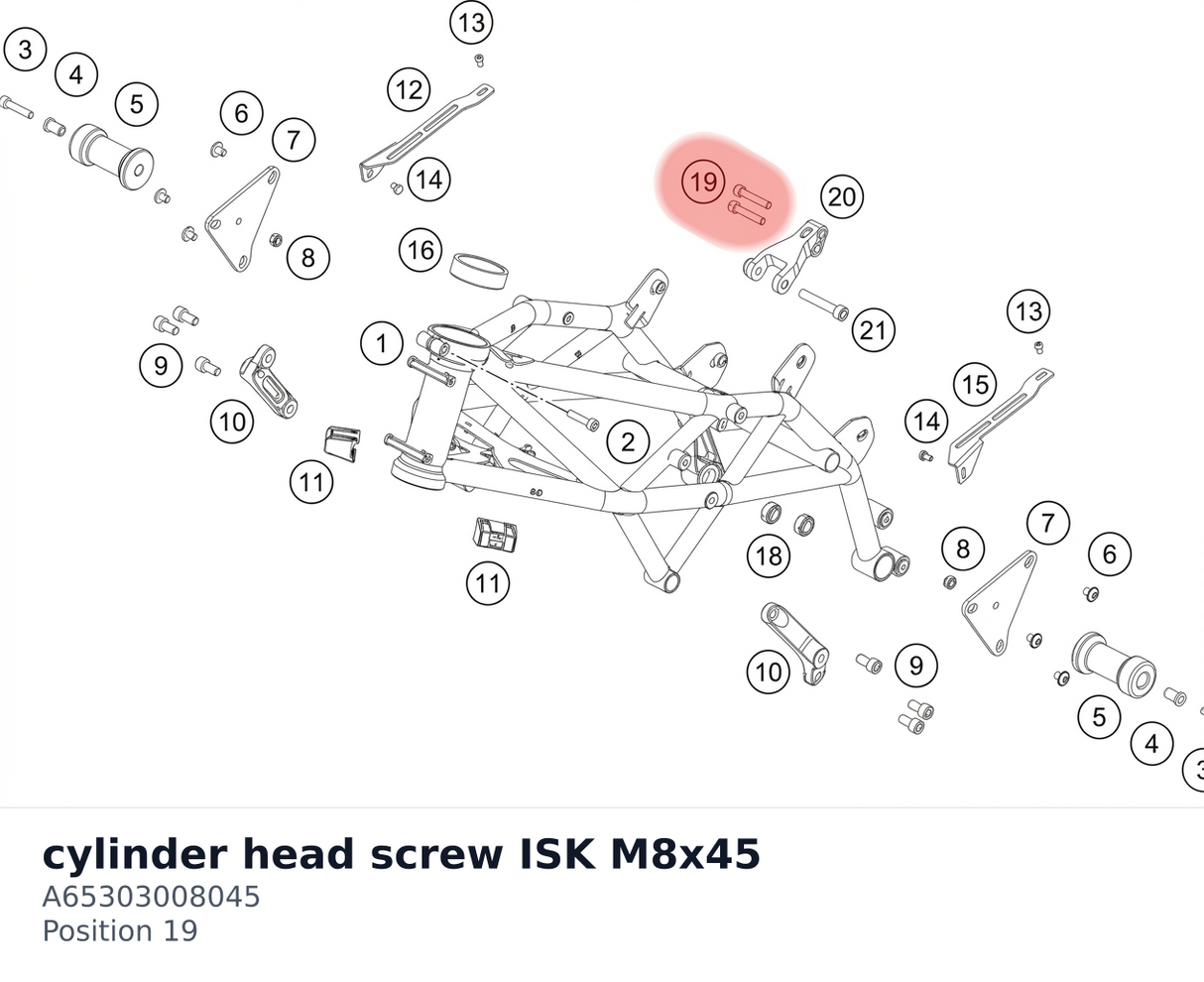 Diagram preview: cylinder head screw ISK M8x45 (A65303008045)