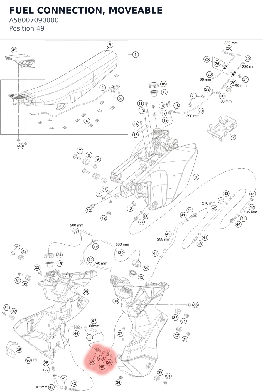 Diagram preview: FUEL CONNECTION, MOVEABLE (A58007090000)