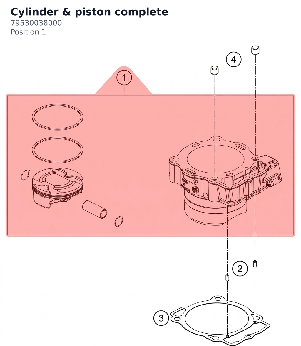 Diagram preview: Cylinder & piston complete (79530038000)