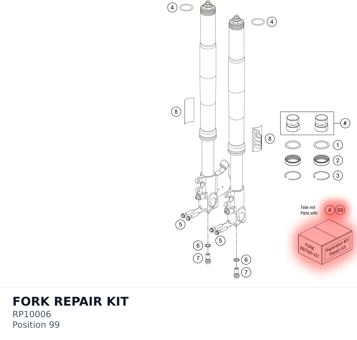 Diagram preview: FORK REPAIR KIT (RP10006)