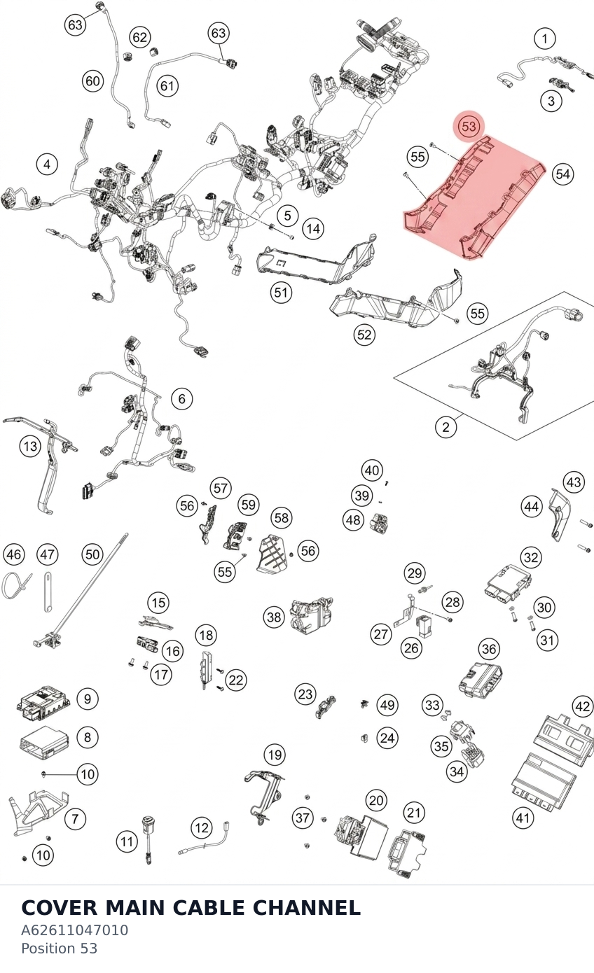Diagram preview: COVER MAIN CABLE CHANNEL (A62611047010)