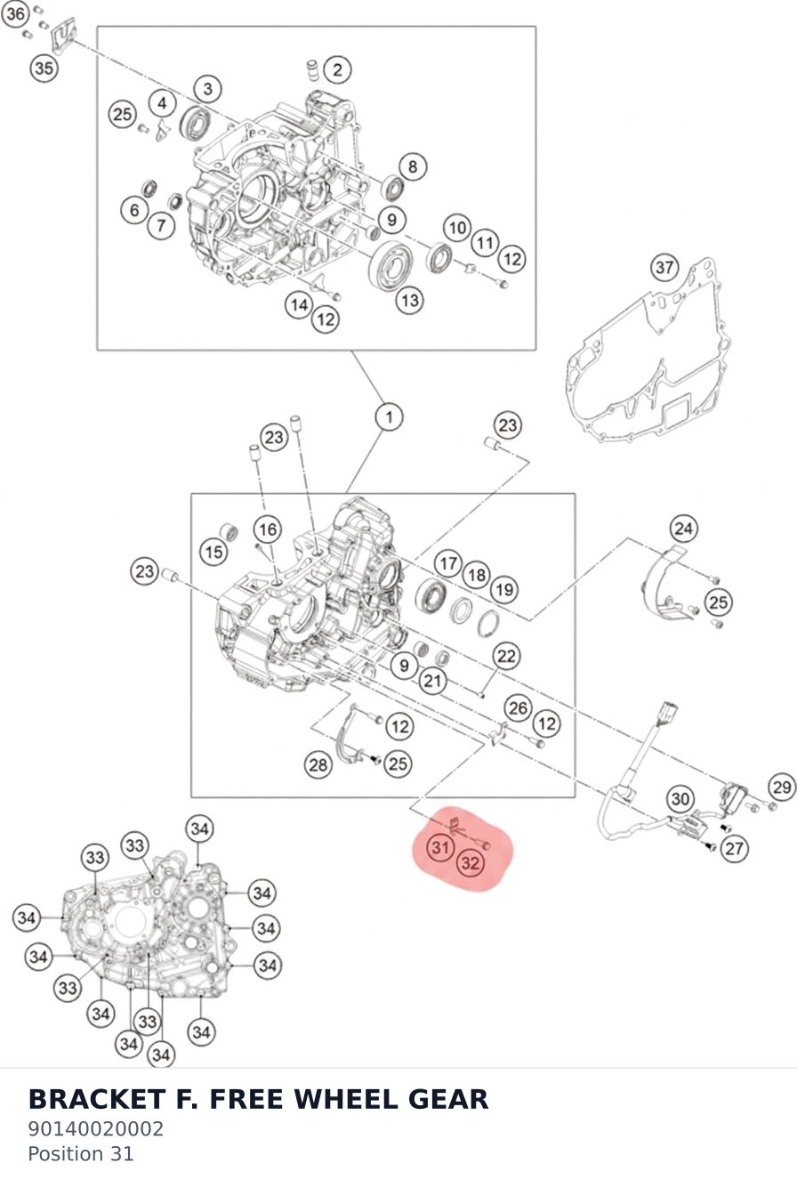 Diagram preview: BRACKET F. FREE WHEEL GEAR (90140020002)