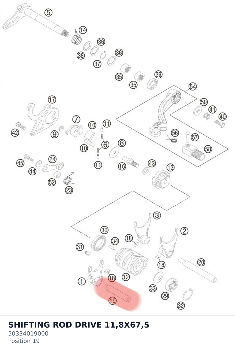 Diagram preview: SHIFTING ROD DRIVE 11,8X67,5 (50334019000)