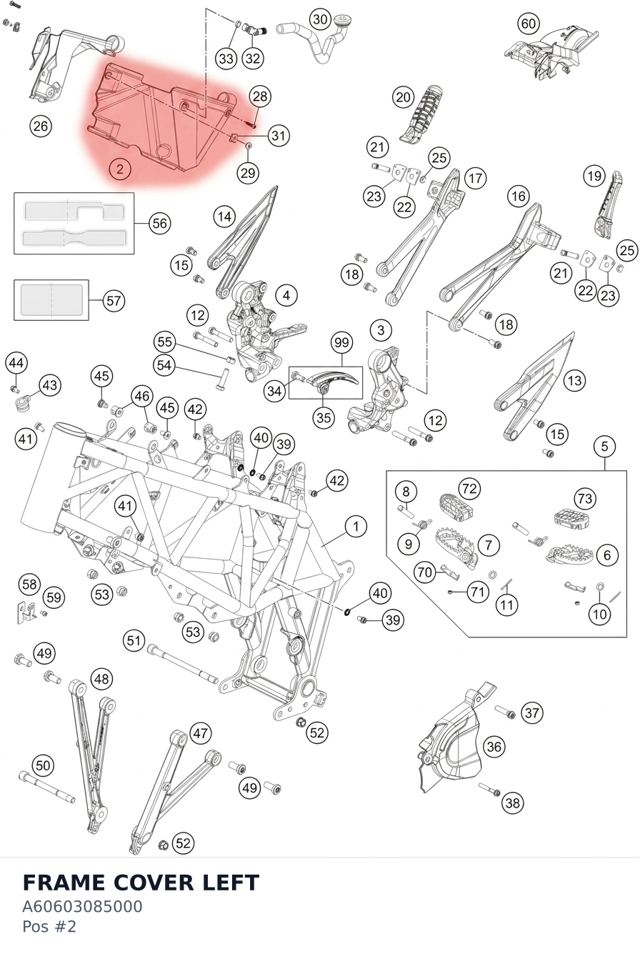 Diagram preview: FRAME COVER LEFT (A60603085000)