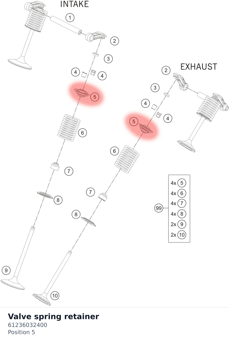 Diagram preview: Valve spring retainer (61236032400)