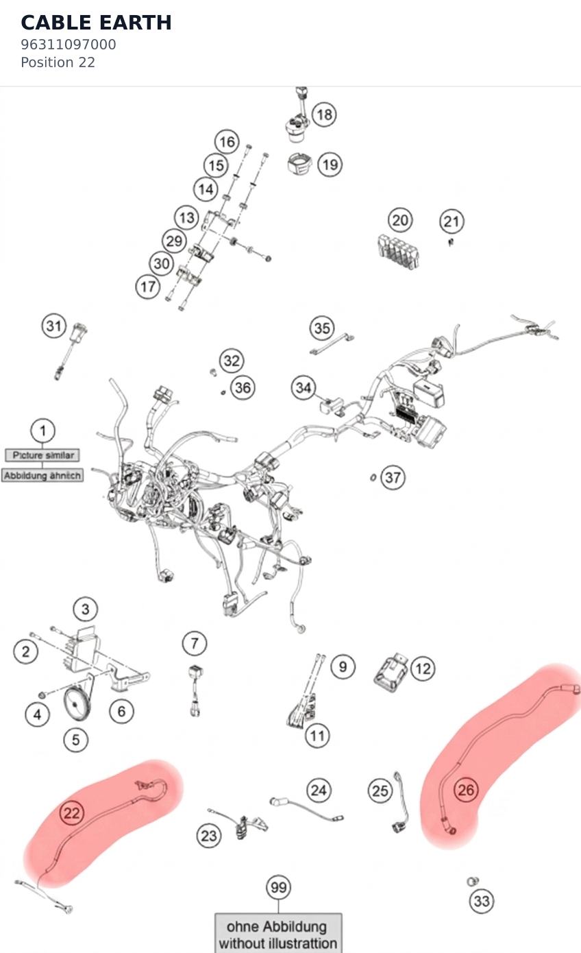 Diagram preview: CABLE EARTH (96311097000)