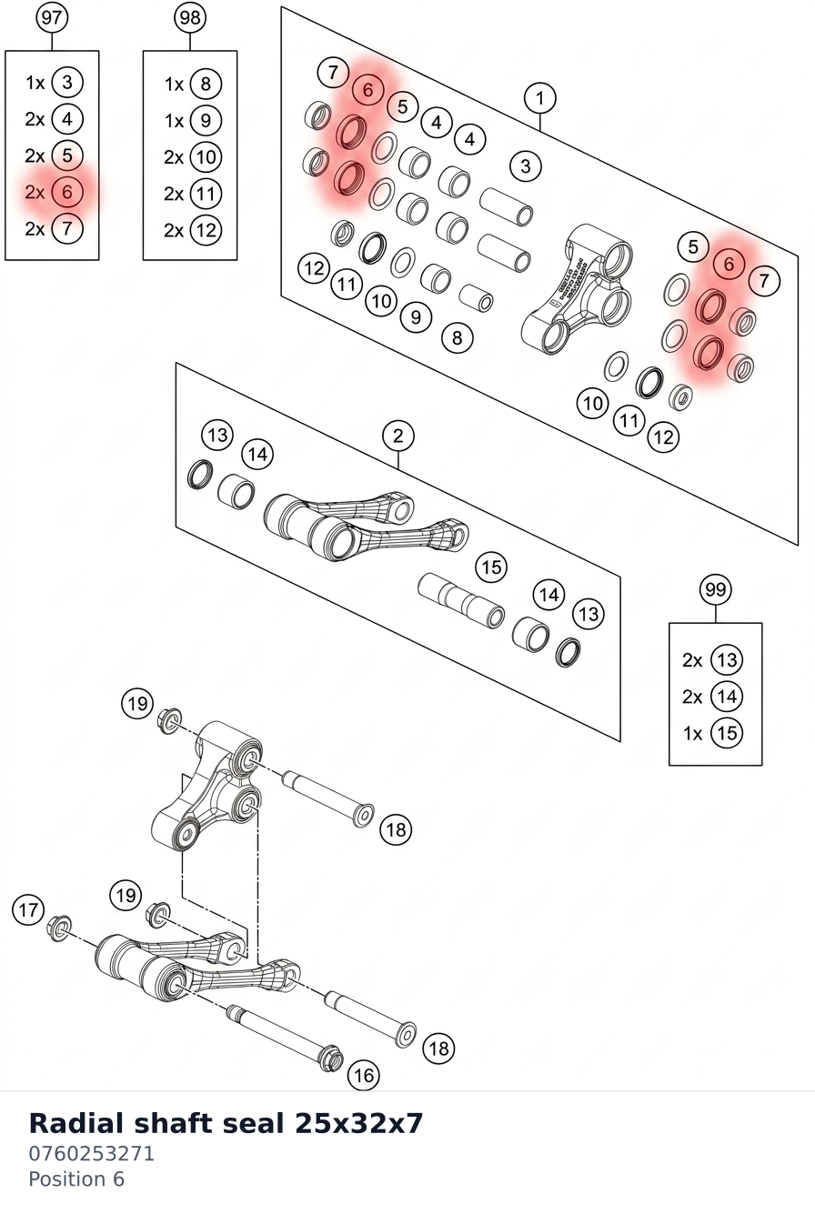 Diagram preview: Radial shaft seal 25x32x7 (0760253271)