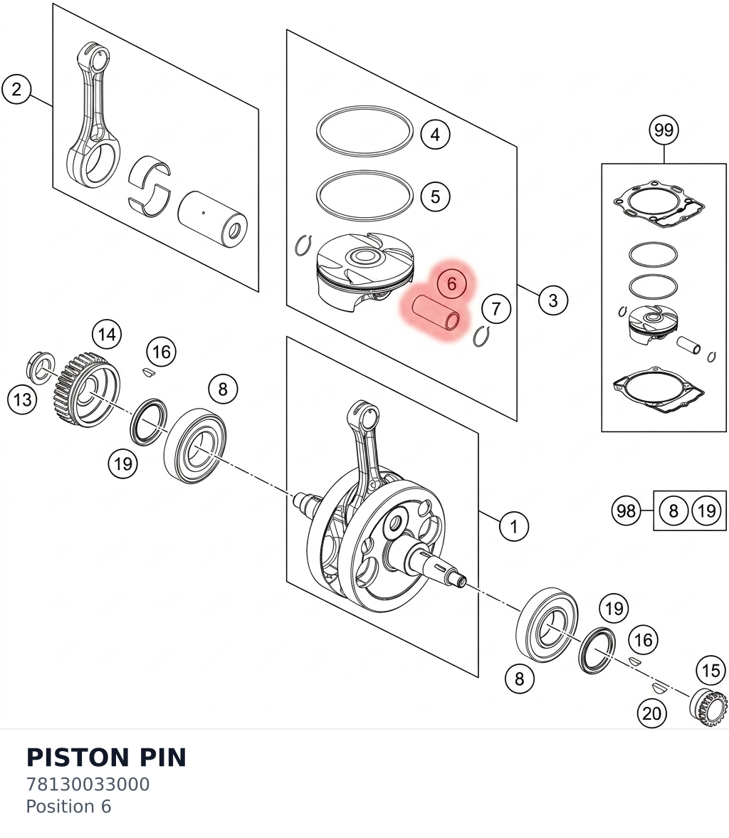 Diagram preview: PISTON PIN (78130033000)
