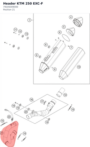 Diagram preview: Header KTM 250 EXC-F (79105009000)