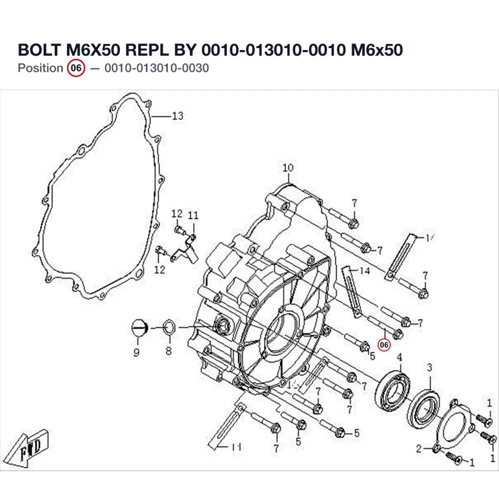 BOLT M6X50 REPL BY 0010-013010-0010 product image