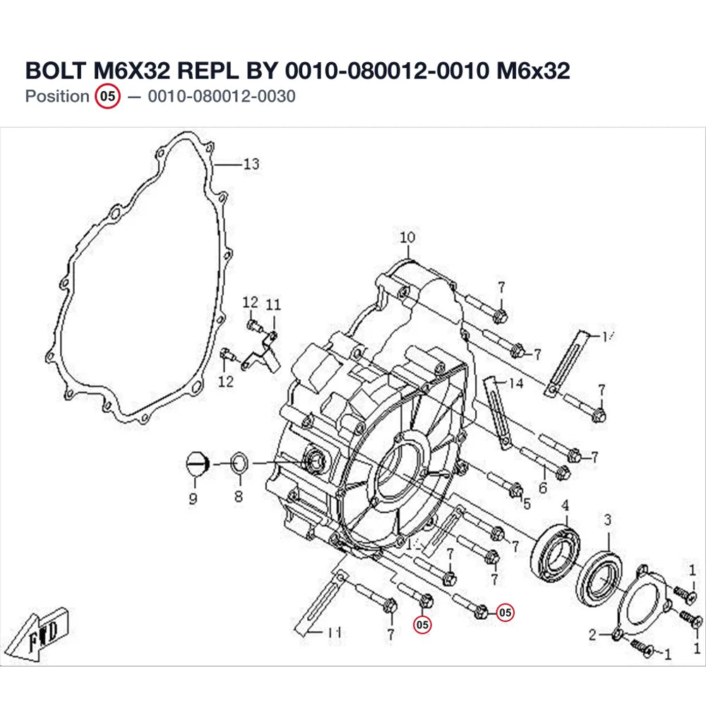 BOLT M6X32 REPL BY 0010-080012-0010 product image