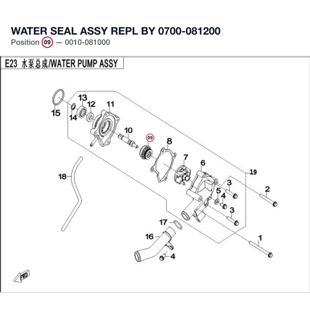 WATER SEAL ASSY REPL BY 0700-081200 product image