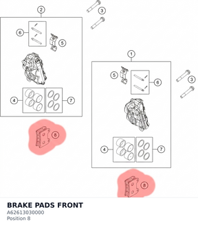 Diagram preview: BRAKE PADS FRONT (A62613030000)