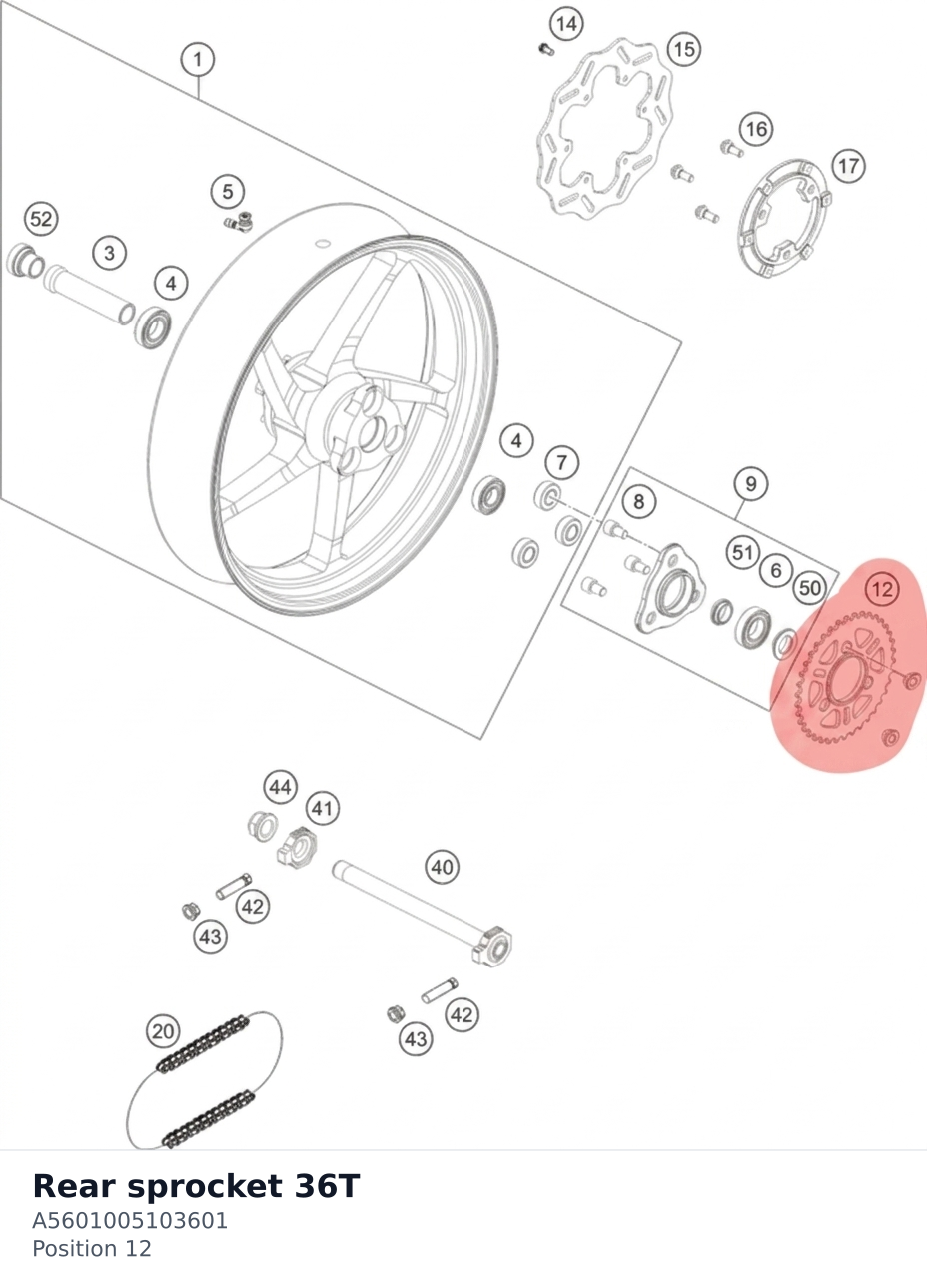 Diagram preview: Rear sprocket 36T (A5601005103601)