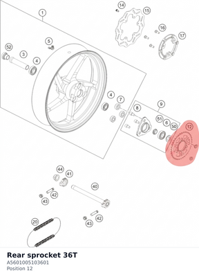 Diagram preview: Rear sprocket 36T (A5601005103601)