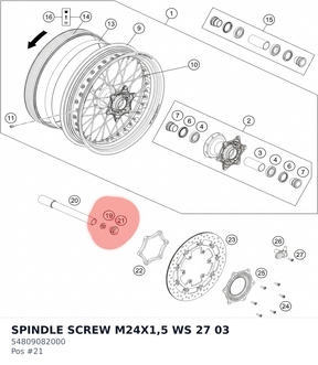Diagram preview: SPINDLE SCREW M24X1,5 WS 27 03 (54809082000)