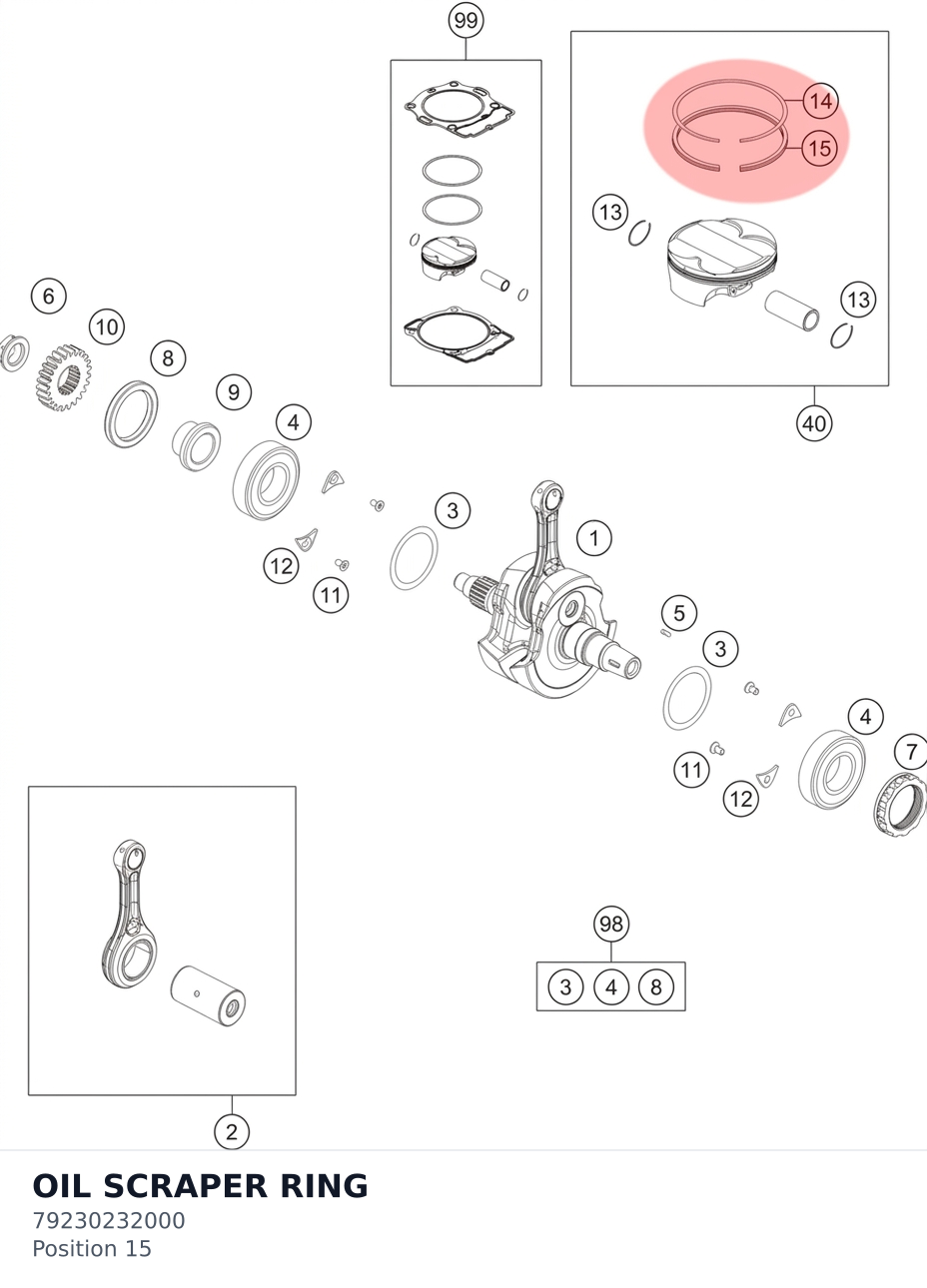 Diagram preview: OIL SCRAPER RING (79230232000)
