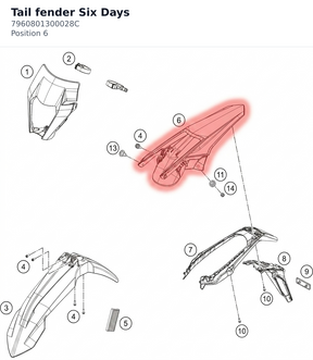 Diagram preview: Tail fender Six Days (7960801300028C)
