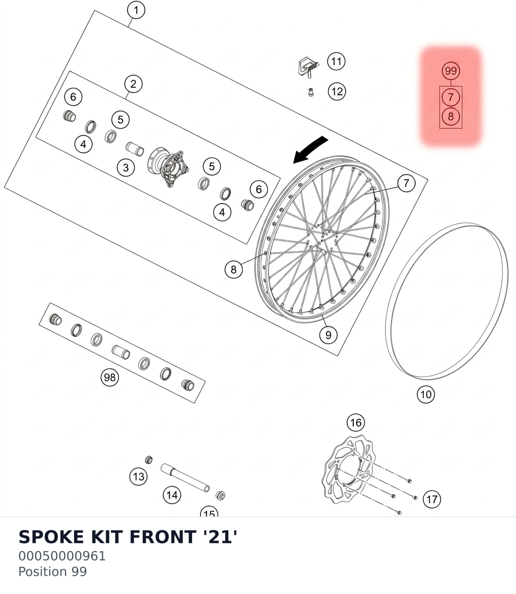 Diagram preview: SPOKE KIT FRONT '21' (00050000961)
