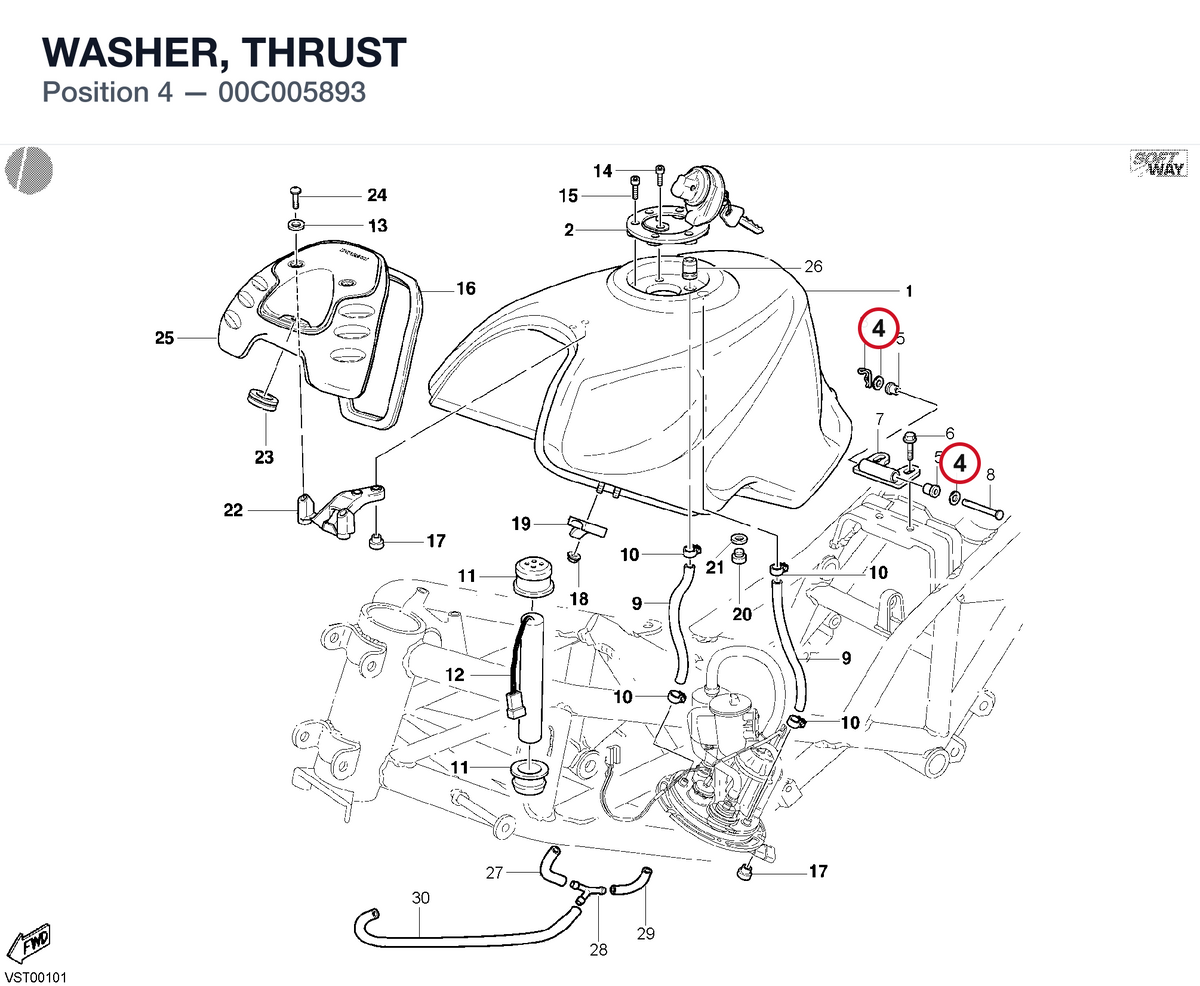 WASHER, THRUST 00C005893 diagram position