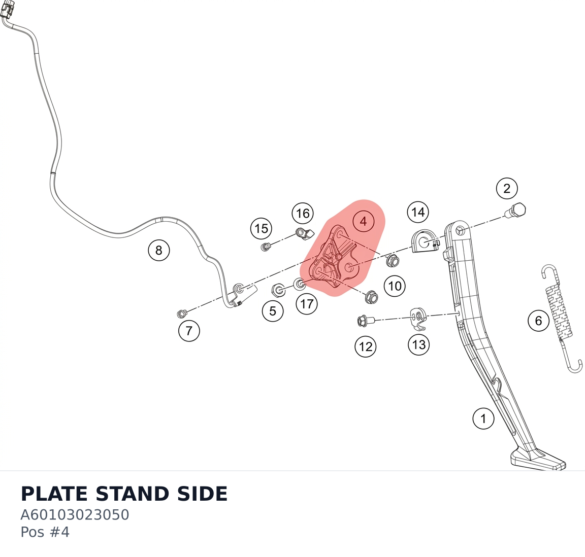 Diagram preview: PLATE STAND SIDE (A60103023050)