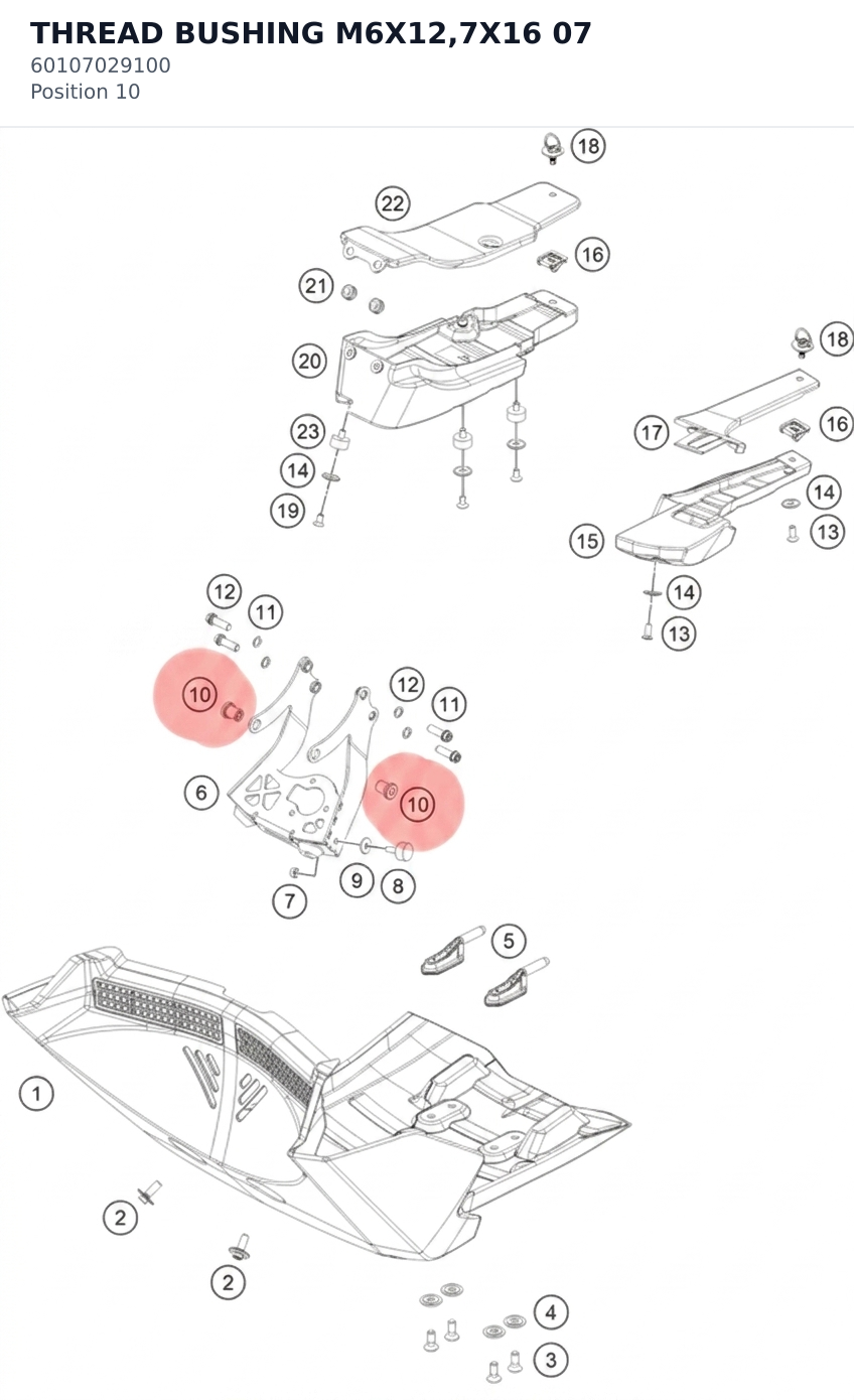 Diagram preview: THREAD BUSHING M6X12,7X16 07 (60107029100)