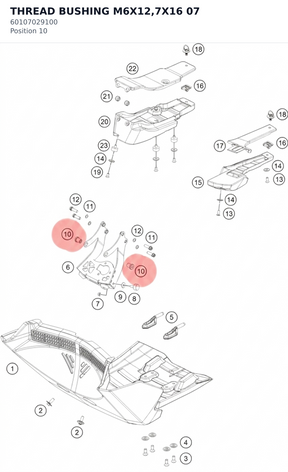 Diagram preview: THREAD BUSHING M6X12,7X16 07 (60107029100)