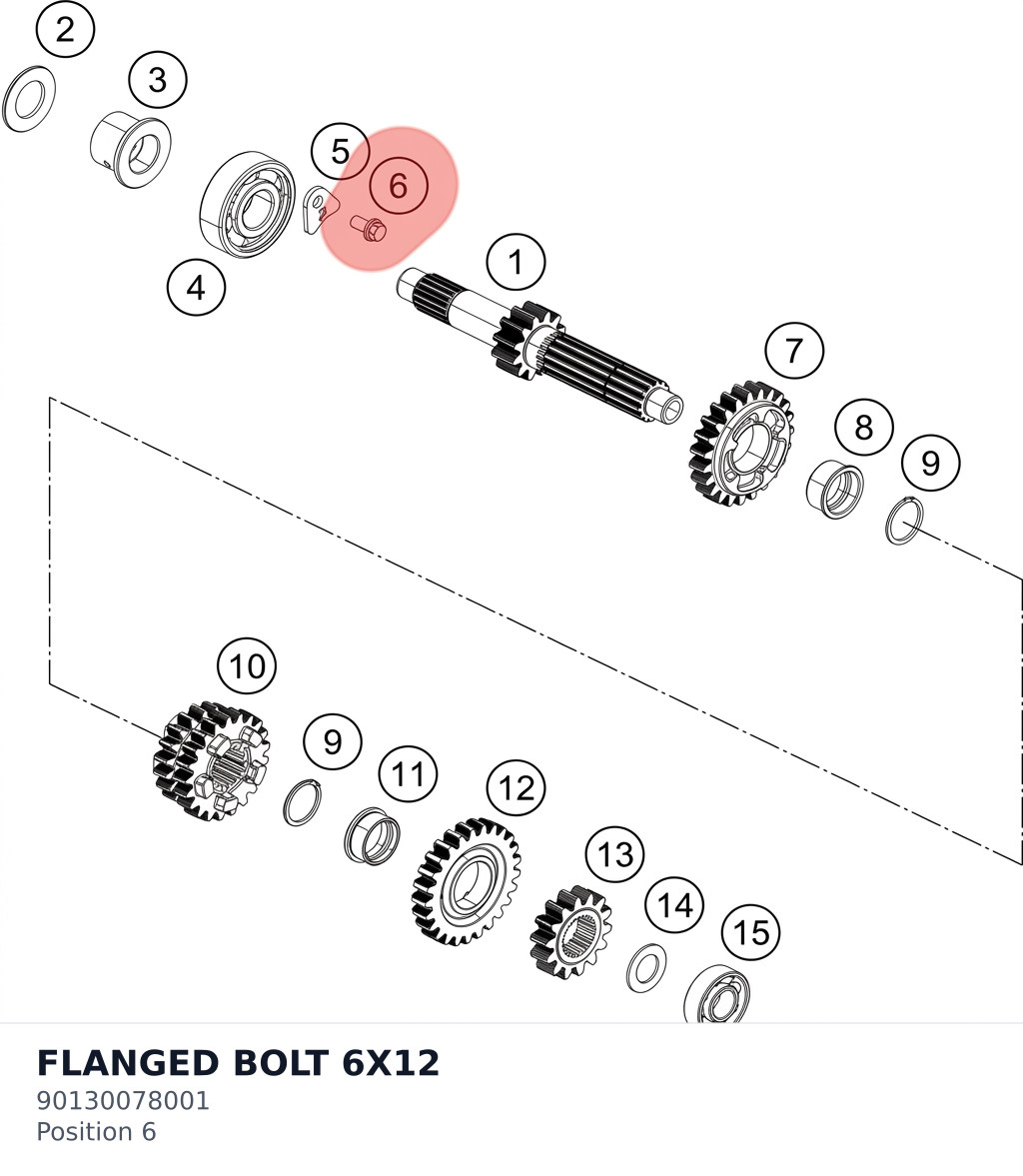 Diagram preview: FLANGED BOLT 6X12 (90130078001)