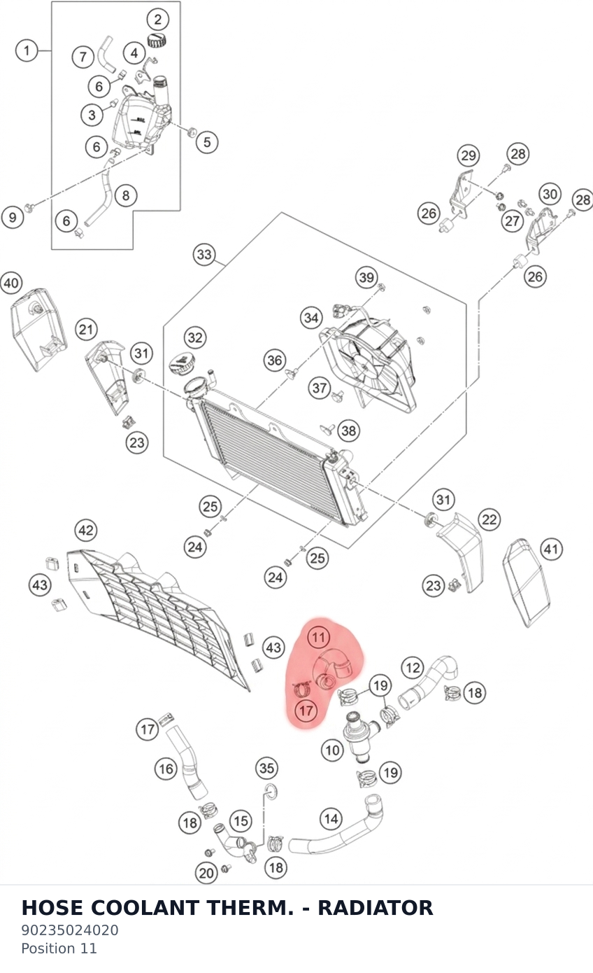 Diagram preview: HOSE COOLANT THERM. - RADIATOR (90235024020)