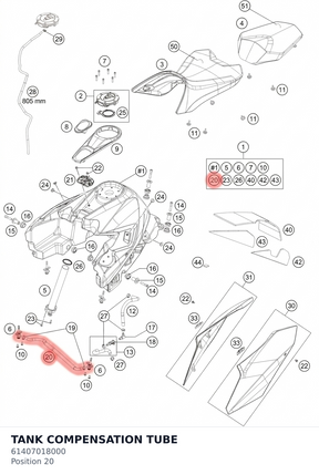Diagram preview: TANK COMPENSATION TUBE (61407018000)