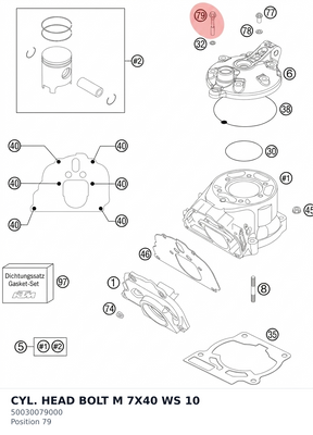 Diagram preview: CYL. HEAD BOLT M 7X40 WS 10 (50030079000)