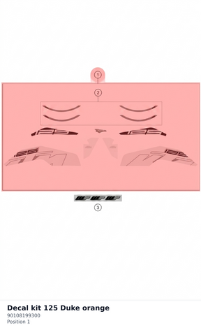 Diagram preview: Decal kit 125 Duke orange (90108199300)