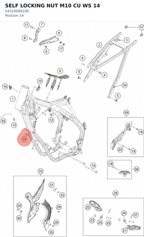 Diagram preview: SELF LOCKING NUT M10 CU  WS 14 (54310086100)