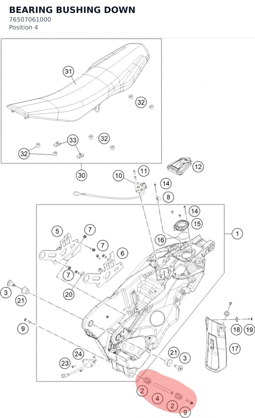 Diagram preview: BEARING BUSHING DOWN (76507061000)