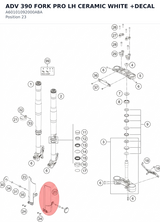Diagram preview: ADV 390 FORK PRO LH CERAMIC WHITE +DECAL (A60101092000ABA)