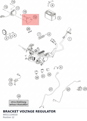 Diagram preview: BRACKET VOLTAGE REGULATOR (90511134010)