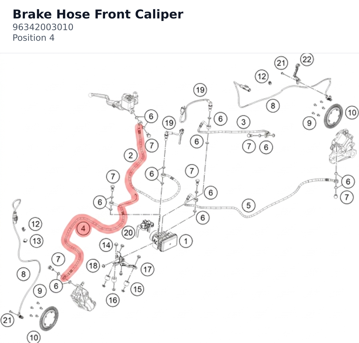 Diagram preview: Brake Hose Front Caliper (96342003010)