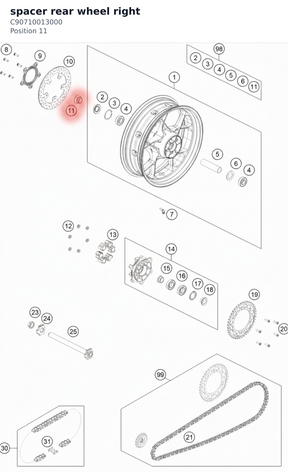 Diagram preview: spacer rear wheel right (C90710013000)