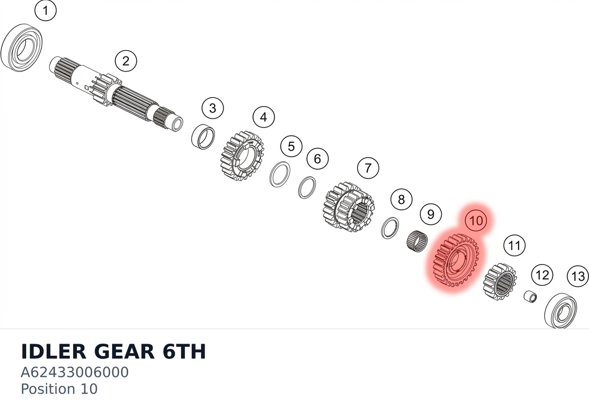 Diagram preview: IDLER GEAR 6TH (A62433006000)