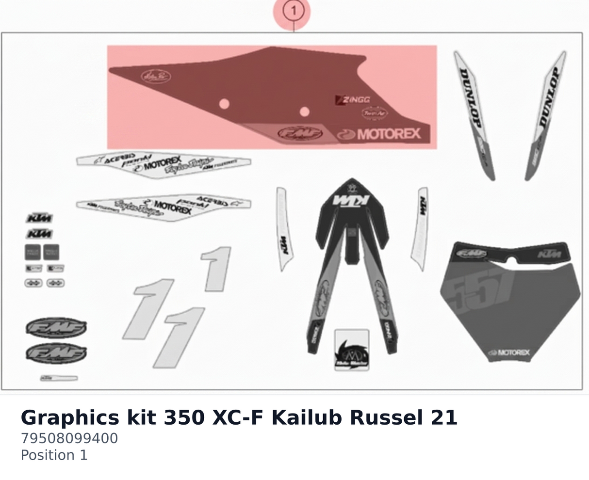 Diagram preview: Graphics kit 350 XC-F Kailub Russel 21 (79508099400)