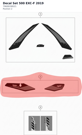 Diagram preview: Decal Set 500 EXC-F 2019 (79608198021)