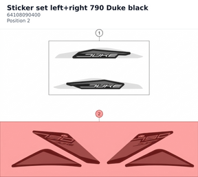 Diagram preview: Sticker set left+right 790 Duke black (64108090400)