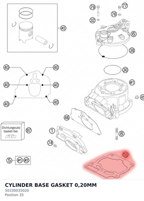 Diagram preview: CYLINDER BASE GASKET 0,20MM (50330035020)