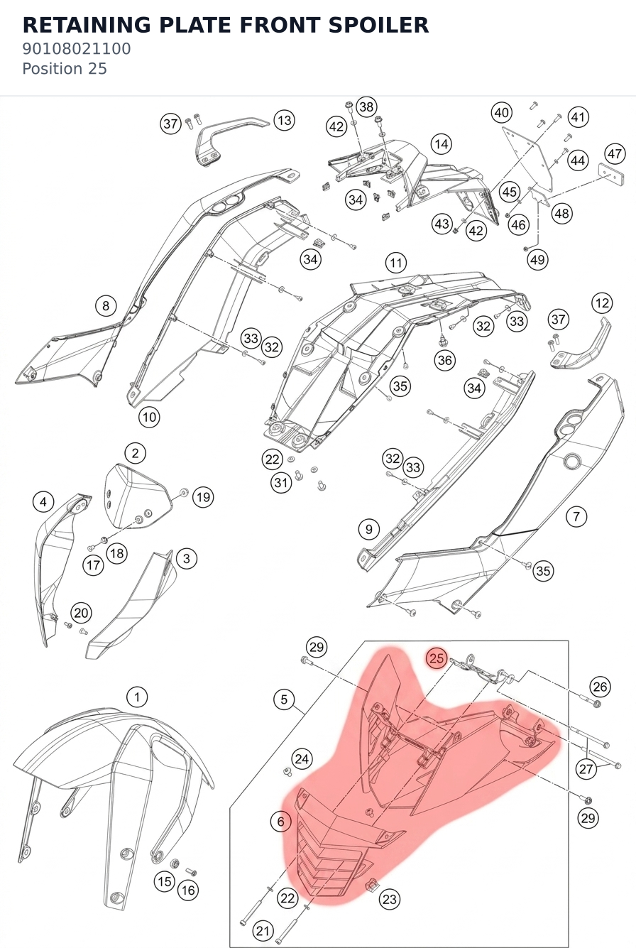 Diagram preview: RETAINING PLATE FRONT SPOILER (90108021100)