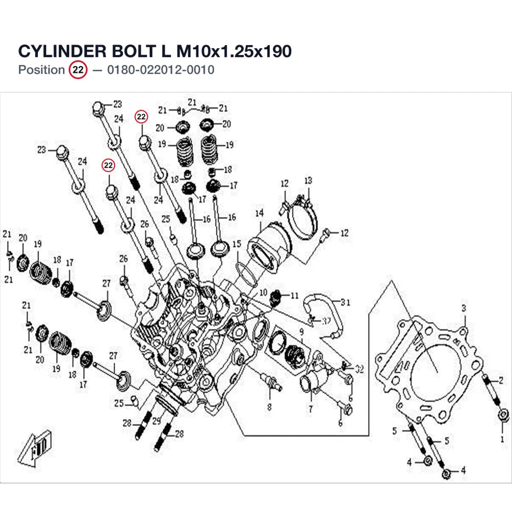 CYLINDER BOLT L M10x1.25x190 product image