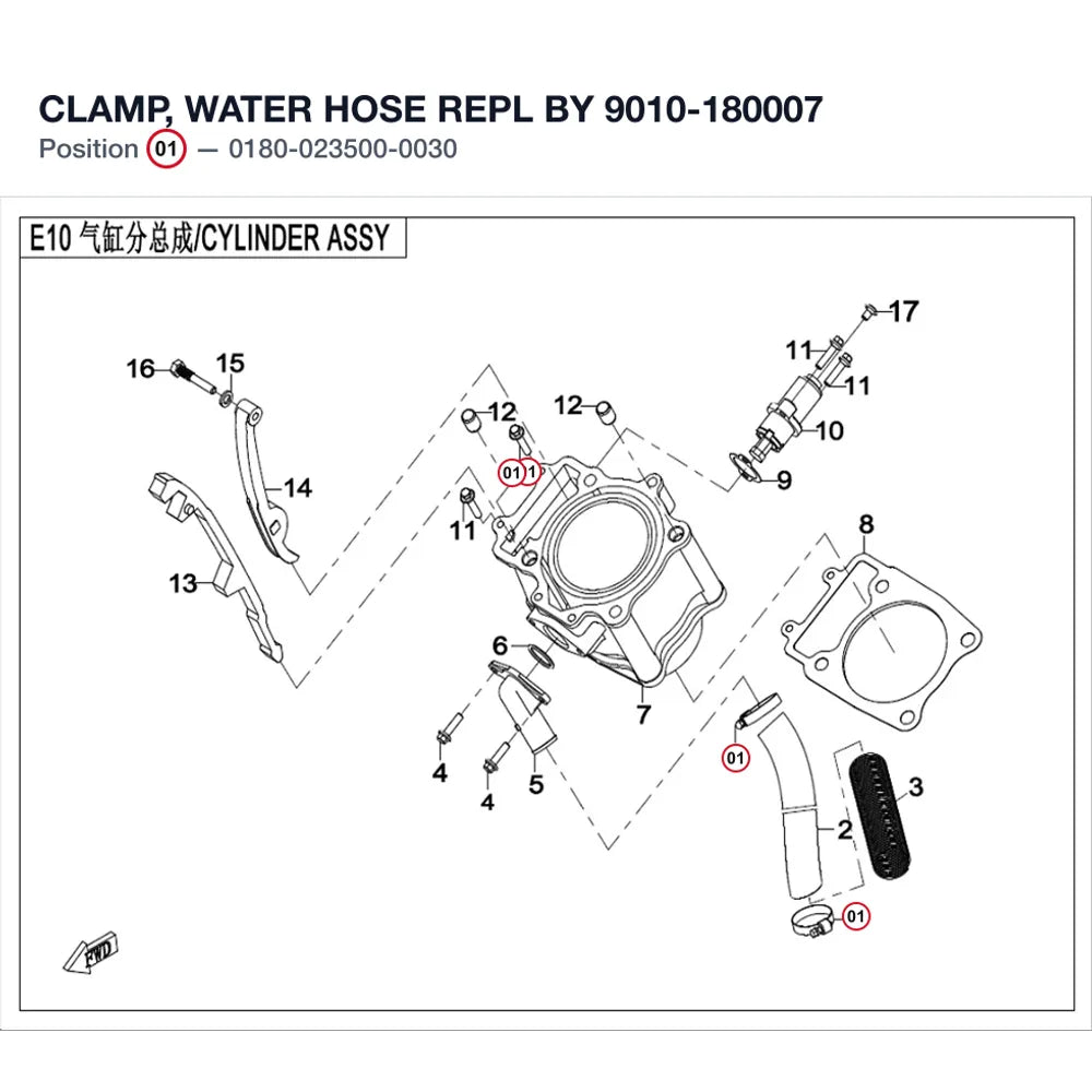 CLAMP, WATER HOSE REPL BY 9010-180007 product image