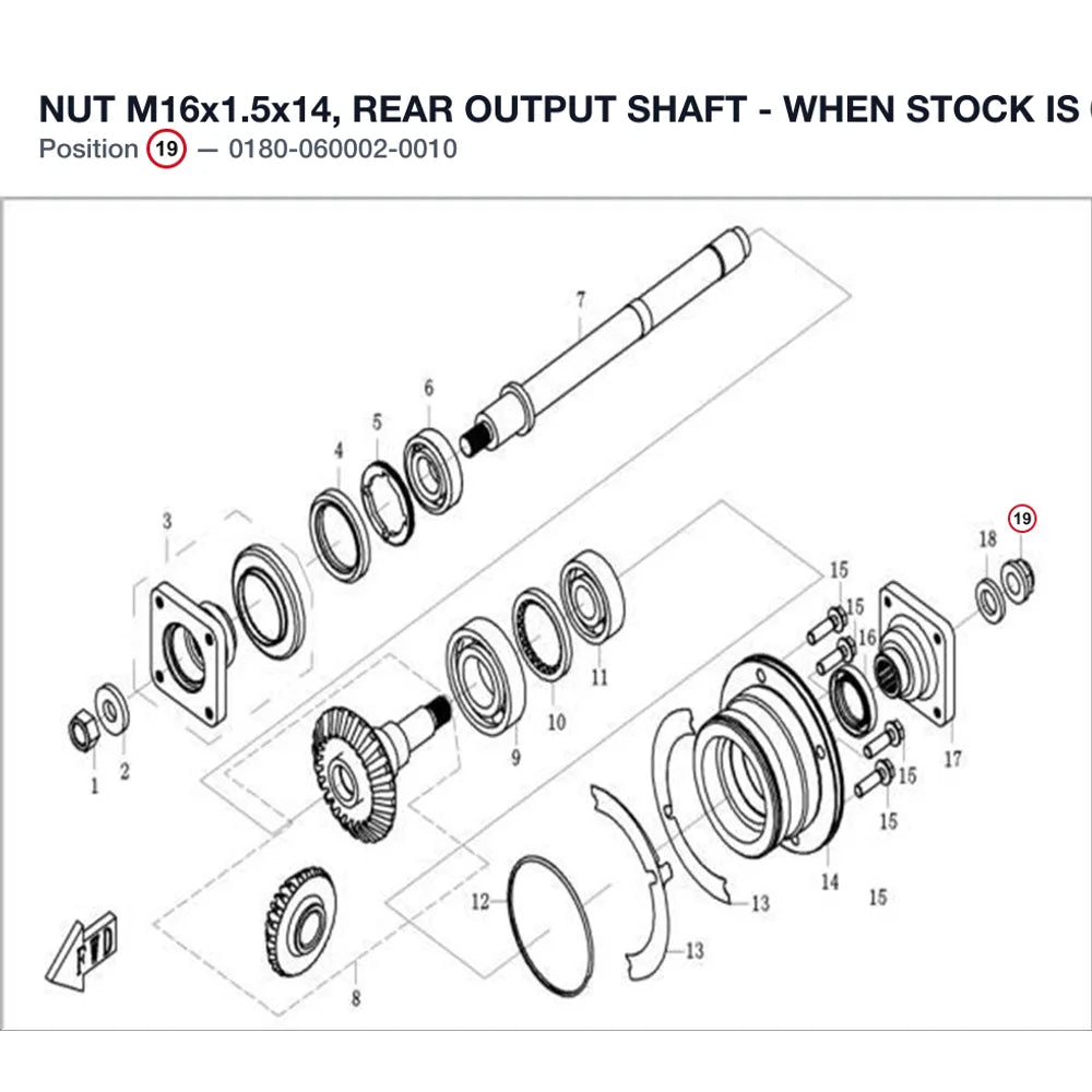 NUT M16x1.5x14, REAR OUTPUT SHAFT - WHEN STOCK IS 0 THIS ITEM IS NO LONGER AVAILABLE product image